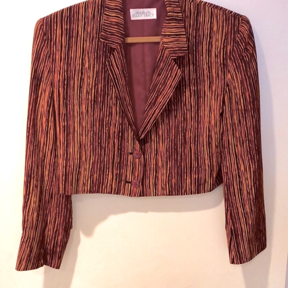 RARE - Linda Allard for Ellen Tracy - Vintage 100% Silk Abstract Bolero Jacket